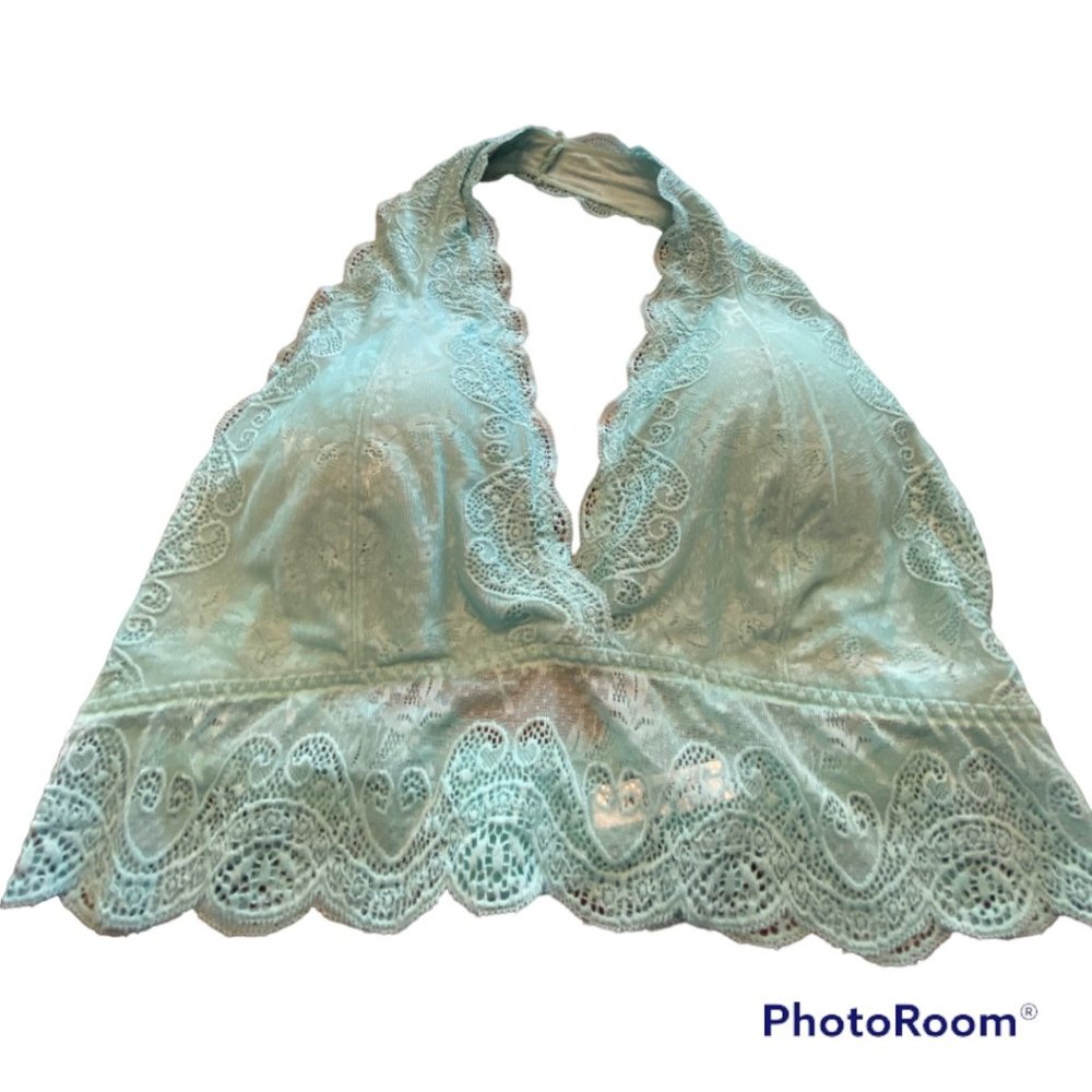 Zenana Outfitters Padded Lace Halter Bralette, Size:  2X